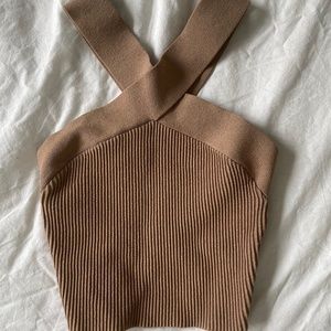 aritzia sculpt wrap tan halter